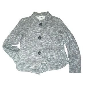 CAbi Marbled Gray Short Cotton Jacket Style #596 | Small | Cozy Funnel Neck